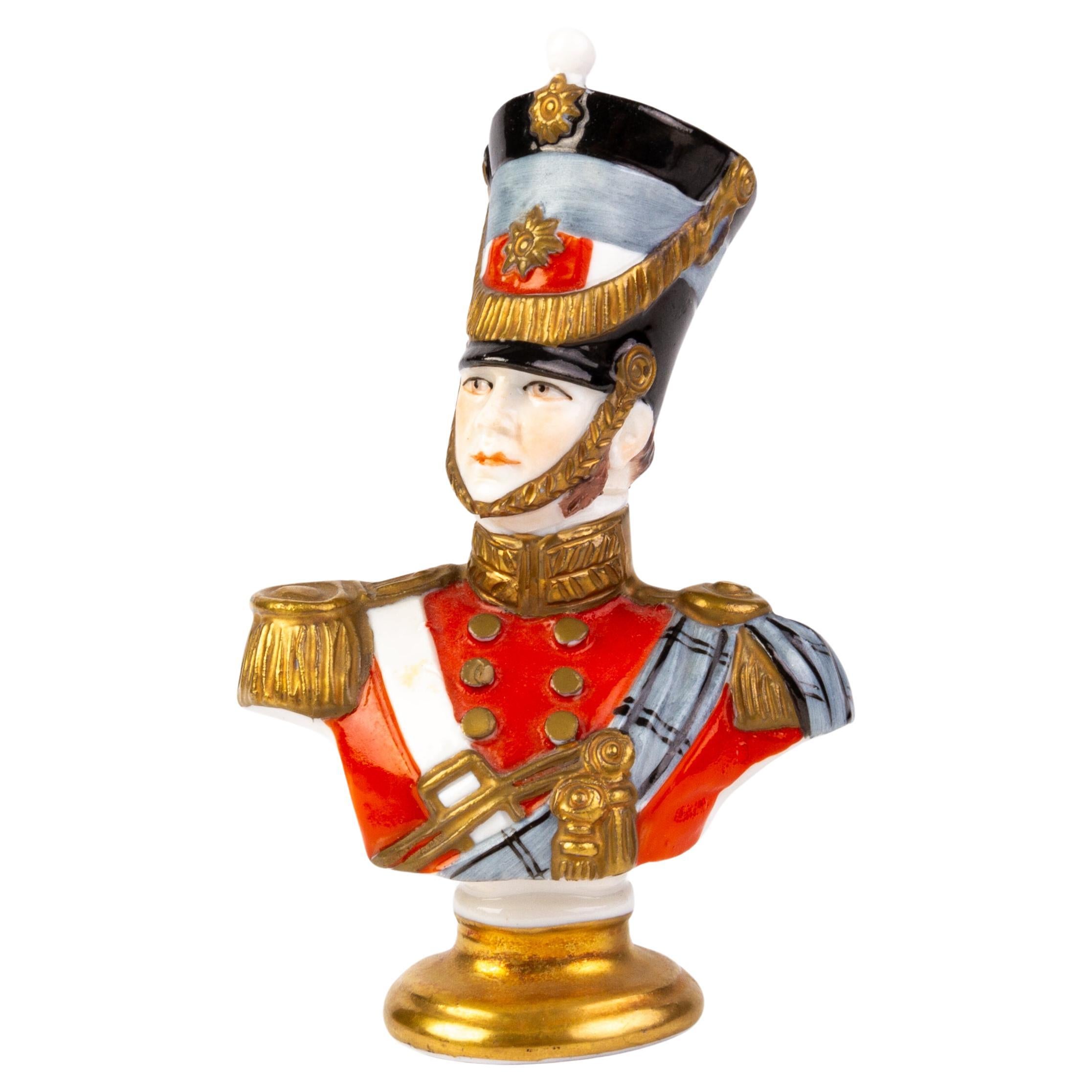 Rudolf Kämmer of Volkstedt Porcelain Napoleonic Bust Soldier For Sale