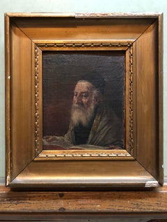 Pre World War II Austrian Judaica Oil Painting Hasidic Rabbi Portrait