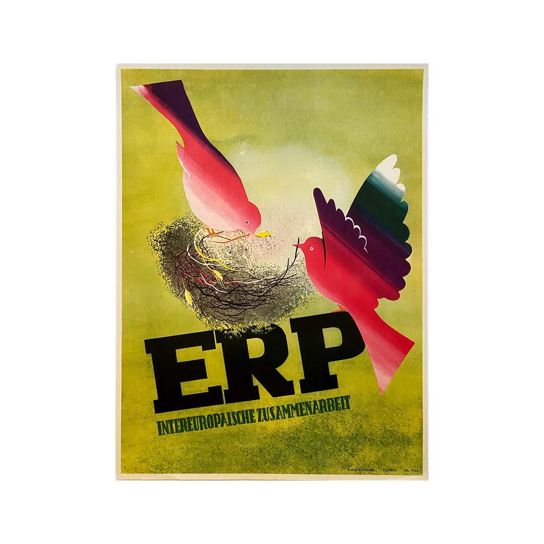 Original political poster of the ERP European Reunification Program - WWII - Print by Rudolf Korunka