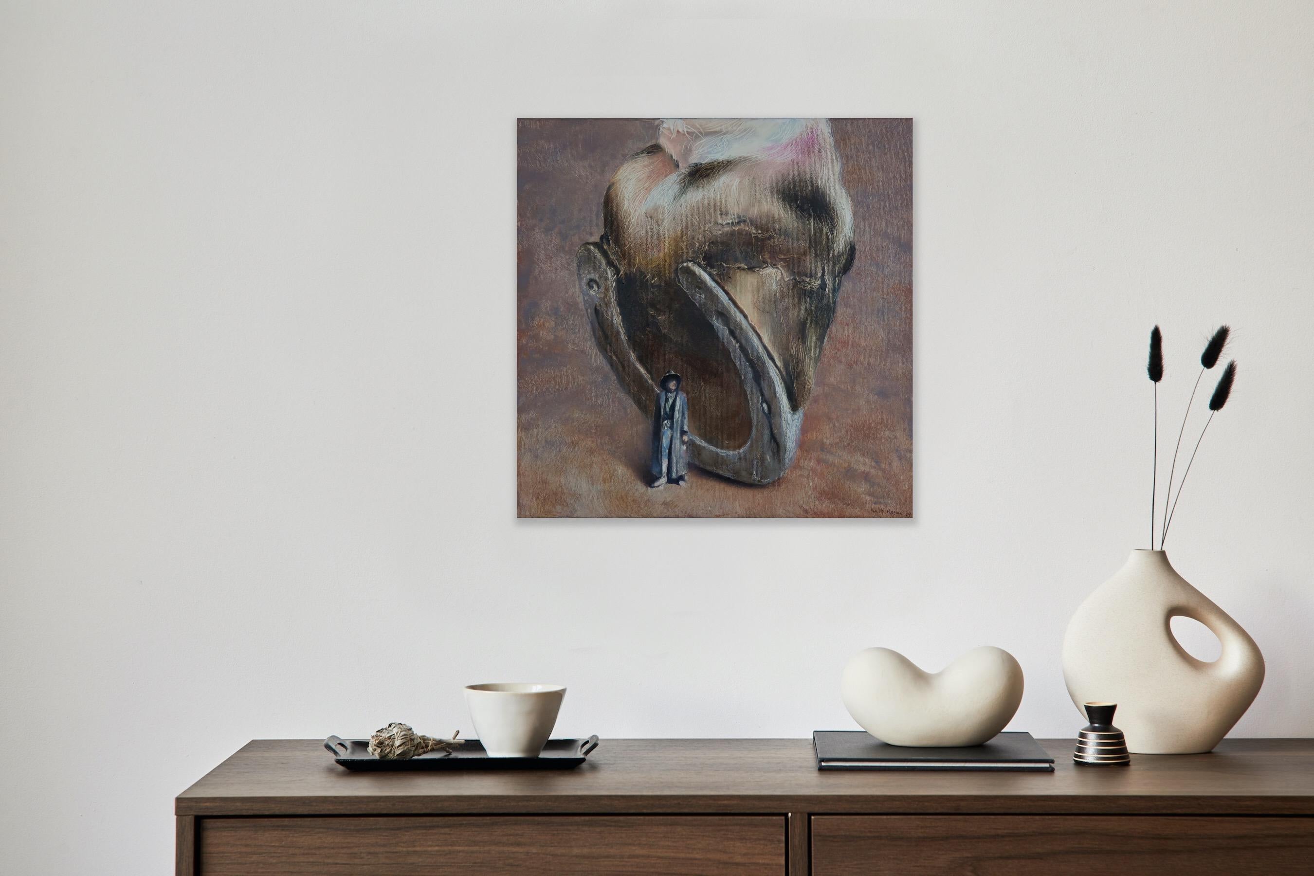 Big Boss (horseshoe, man, horse, animal, americana, surrealist painting, nature) For Sale 6