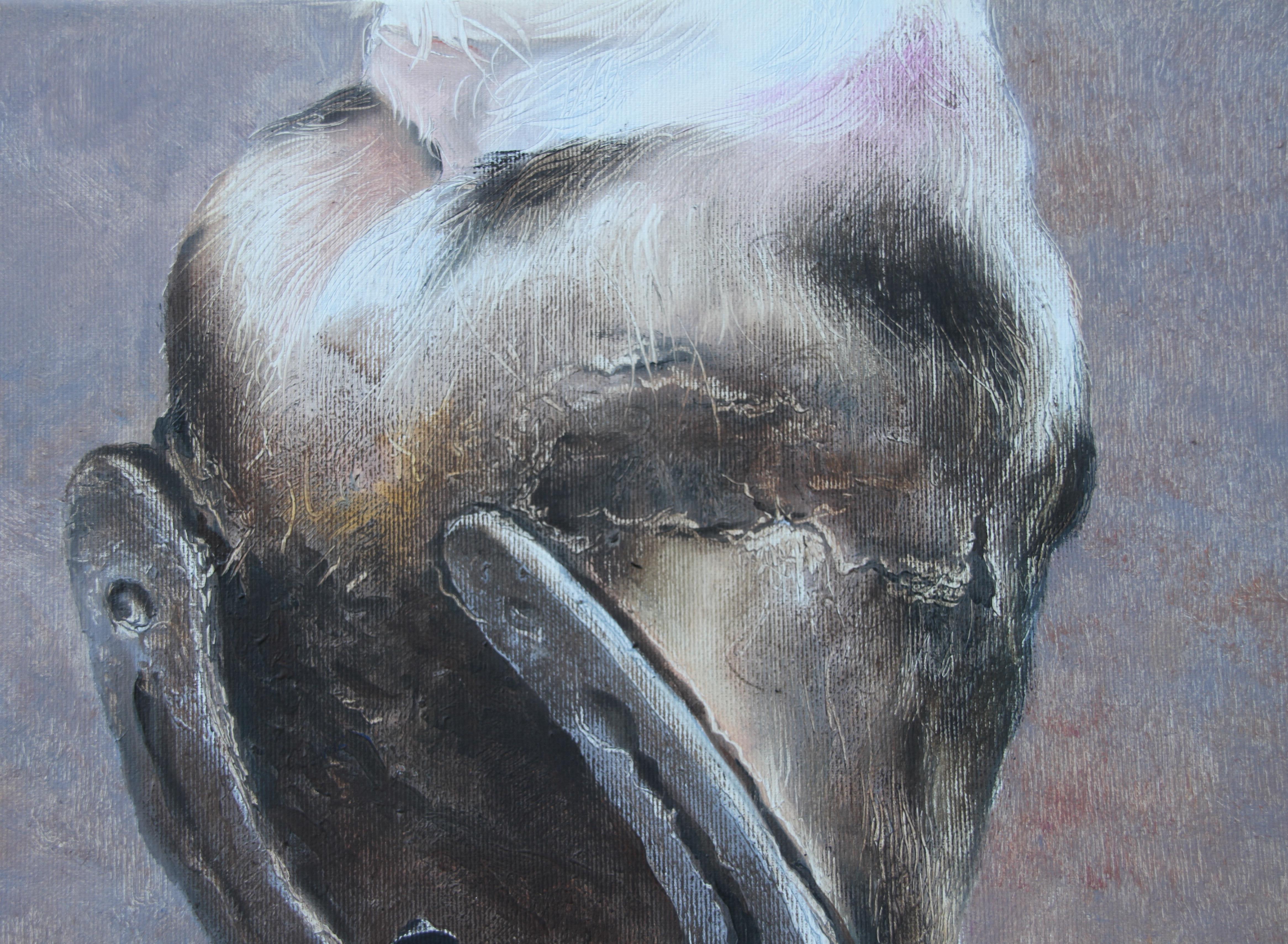 Big Boss (herradura, hombre, caballo, animal, americana, pintura surrealista, naturaleza) - Painting Surrealista de Rudolf Kosow