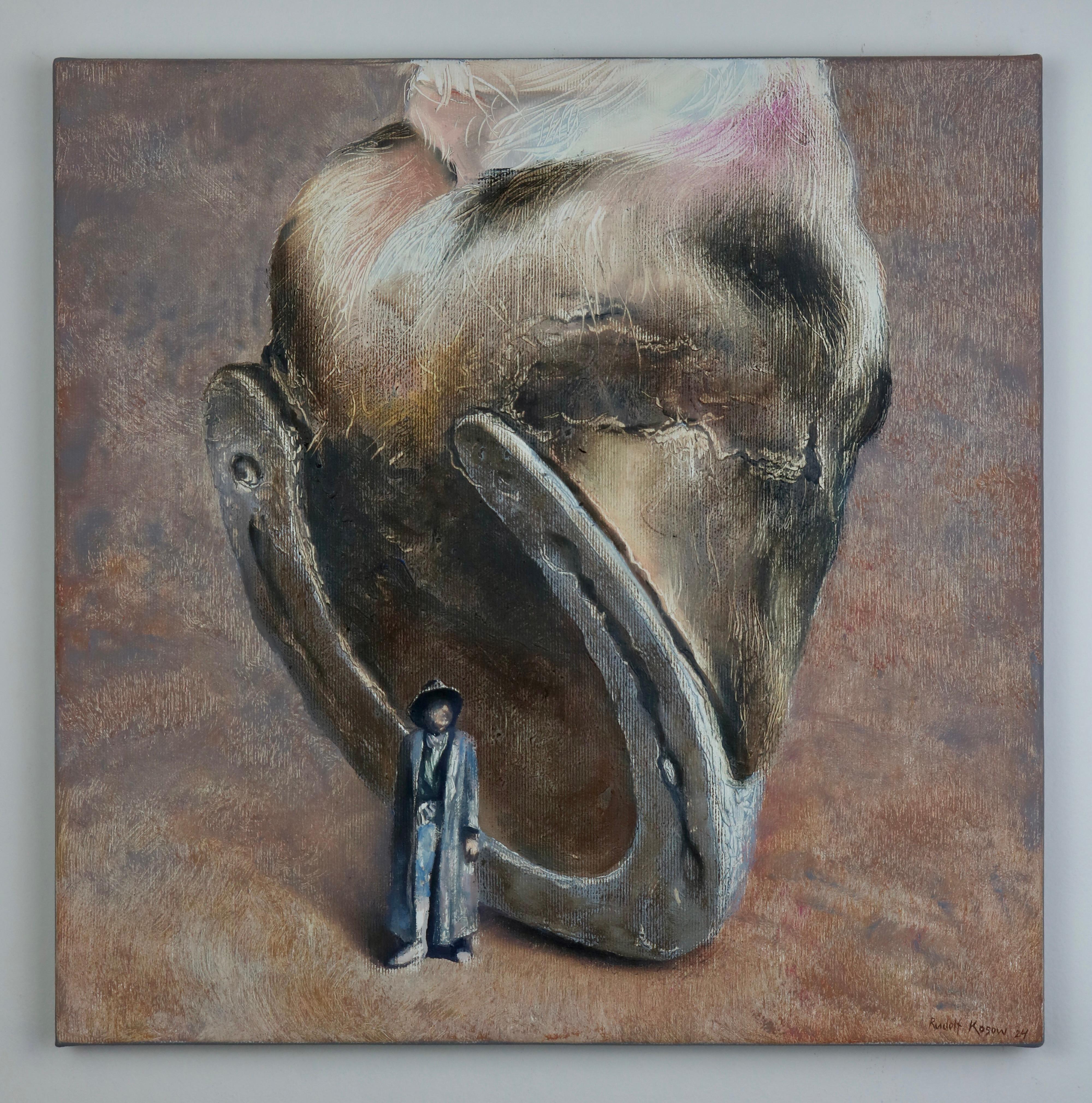 Big Boss (horseshoe, man, horse, animal, americana, surrealist painting, nature) For Sale 2