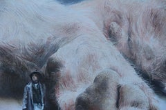 Boss (paw, feline, cougar, wild cat, man, animal, americana, surrealist painting