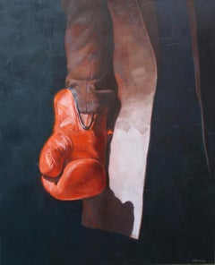  Boxing Glove (red boxing glove surréaliste brown coat oil painting boxer)