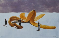 Case (XL) (Surrealist Oil Painting on Canvas, Banana peel, Unframed)