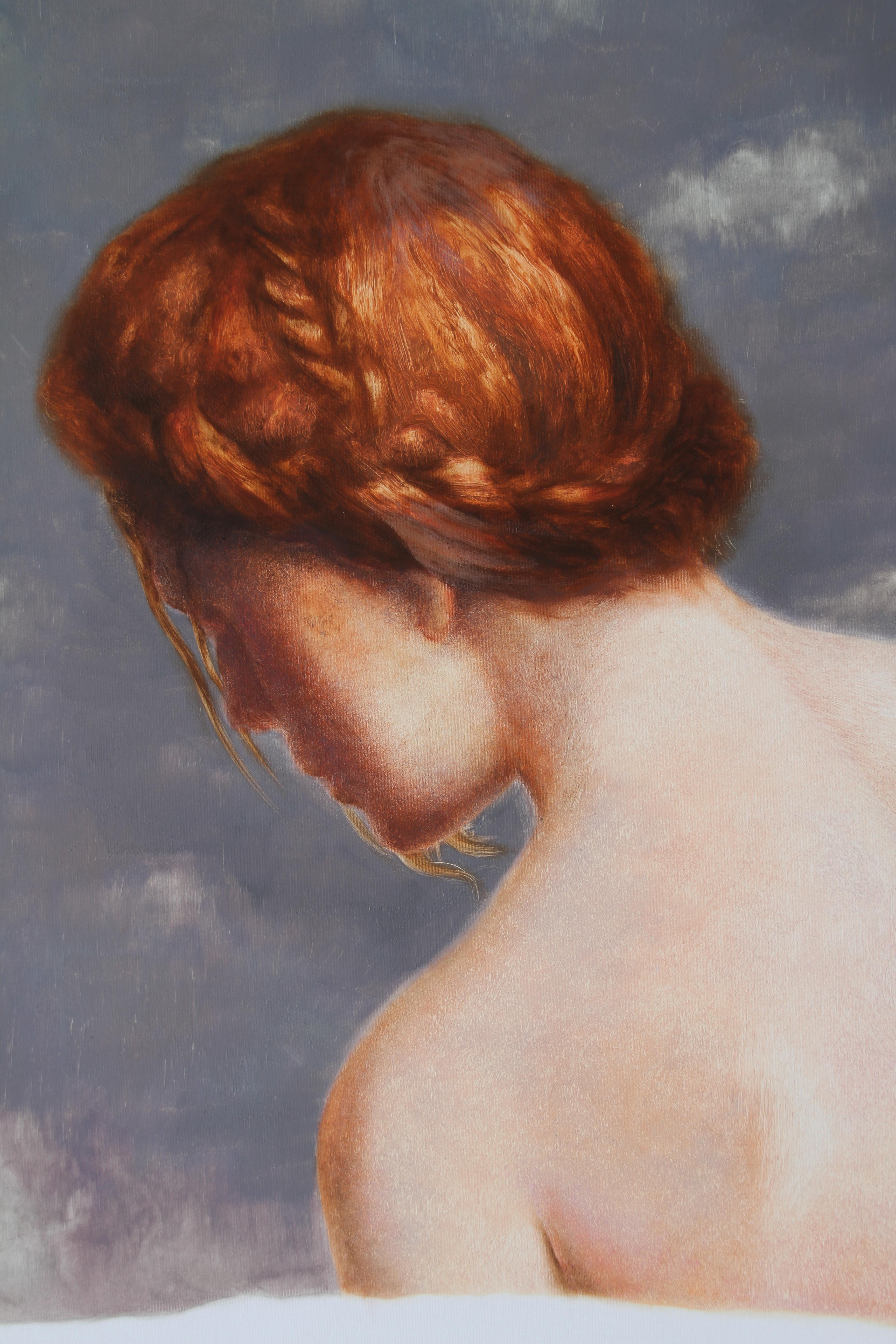 woman with red hair painting