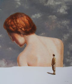 Couple (oil painting surrealist red hair woman man portrait figurative flesh