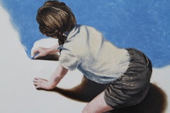 Creative Rush (girl drawing blue sky figurative oil painting brown tonnes)