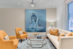 Dreamer (monkey gorilla iceberg arctic surrealist oil painting light blue)