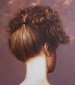 Erwartungsvoll (oil painting woman portrait hair neck flesh tones vintage art)