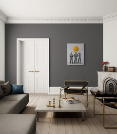 FAKE (yellow eggs cowboys vintage americana surrealist oil painting)