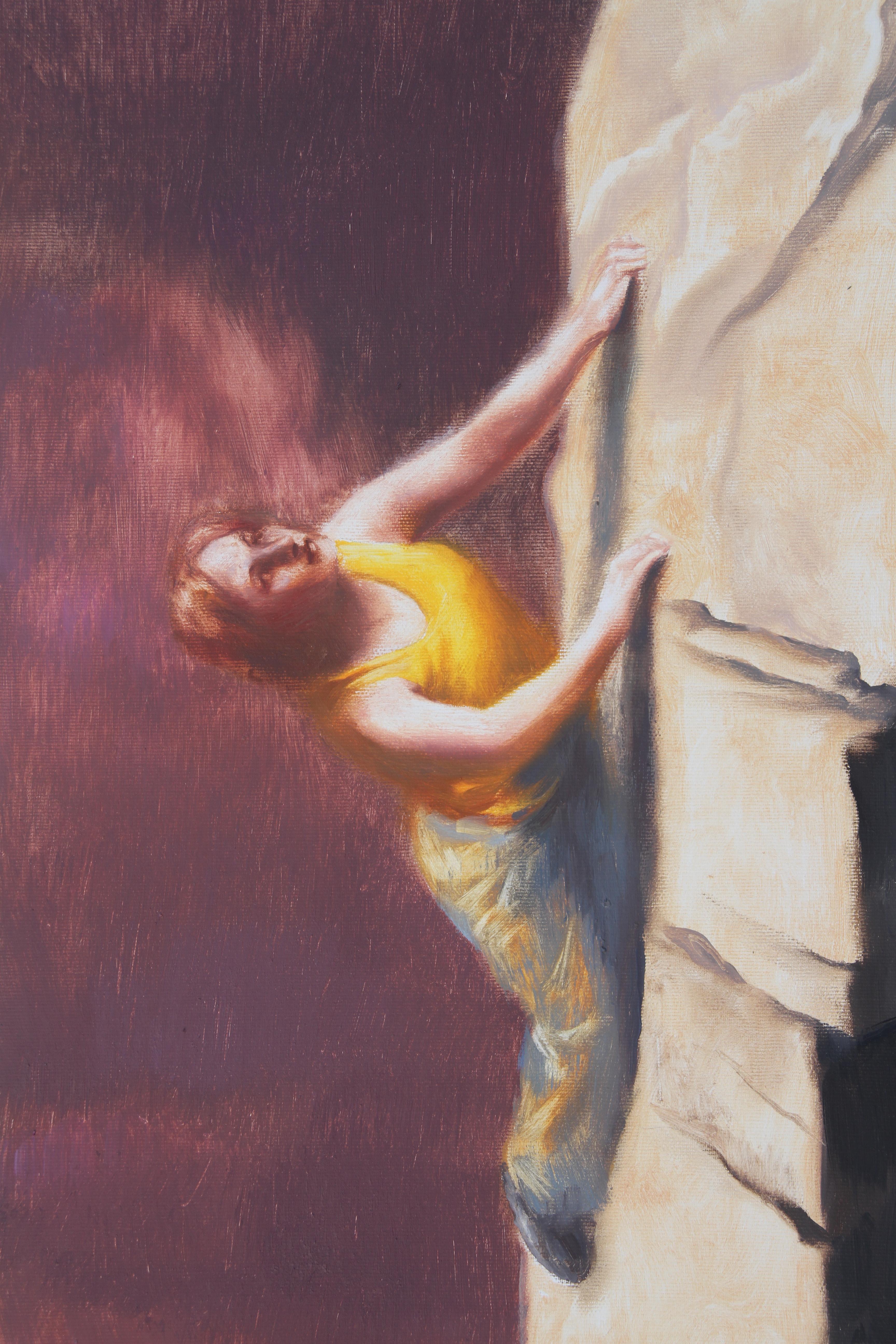 Destino Desafío I (dama trepadora gato montés marrón tonos tierra amarillo ocre malva - Painting de Rudolf Kosow