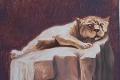 Fate Challenge III (lady climber wildcat mountain lion earth tones red pants