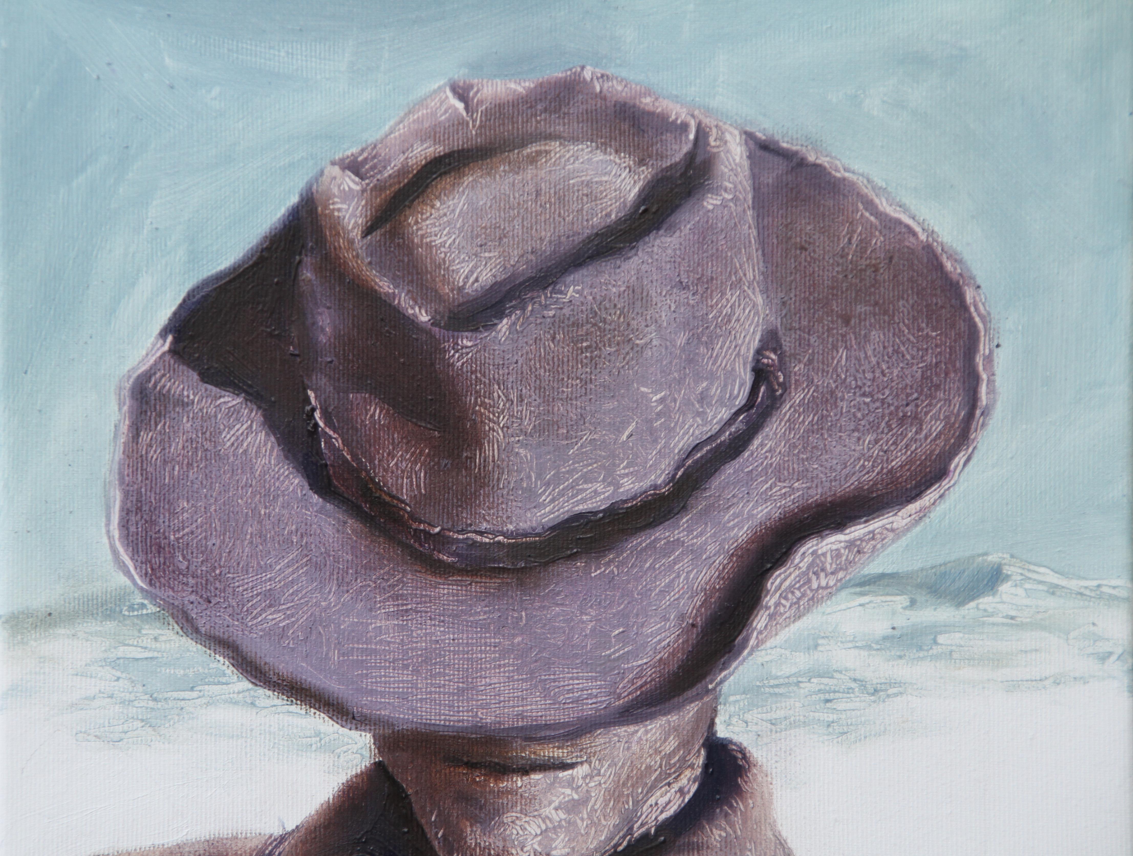 Film Still n° 4 (portrait, western movie, cowboy, chapeau, ombre, art monochrome) - Painting de Rudolf Kosow