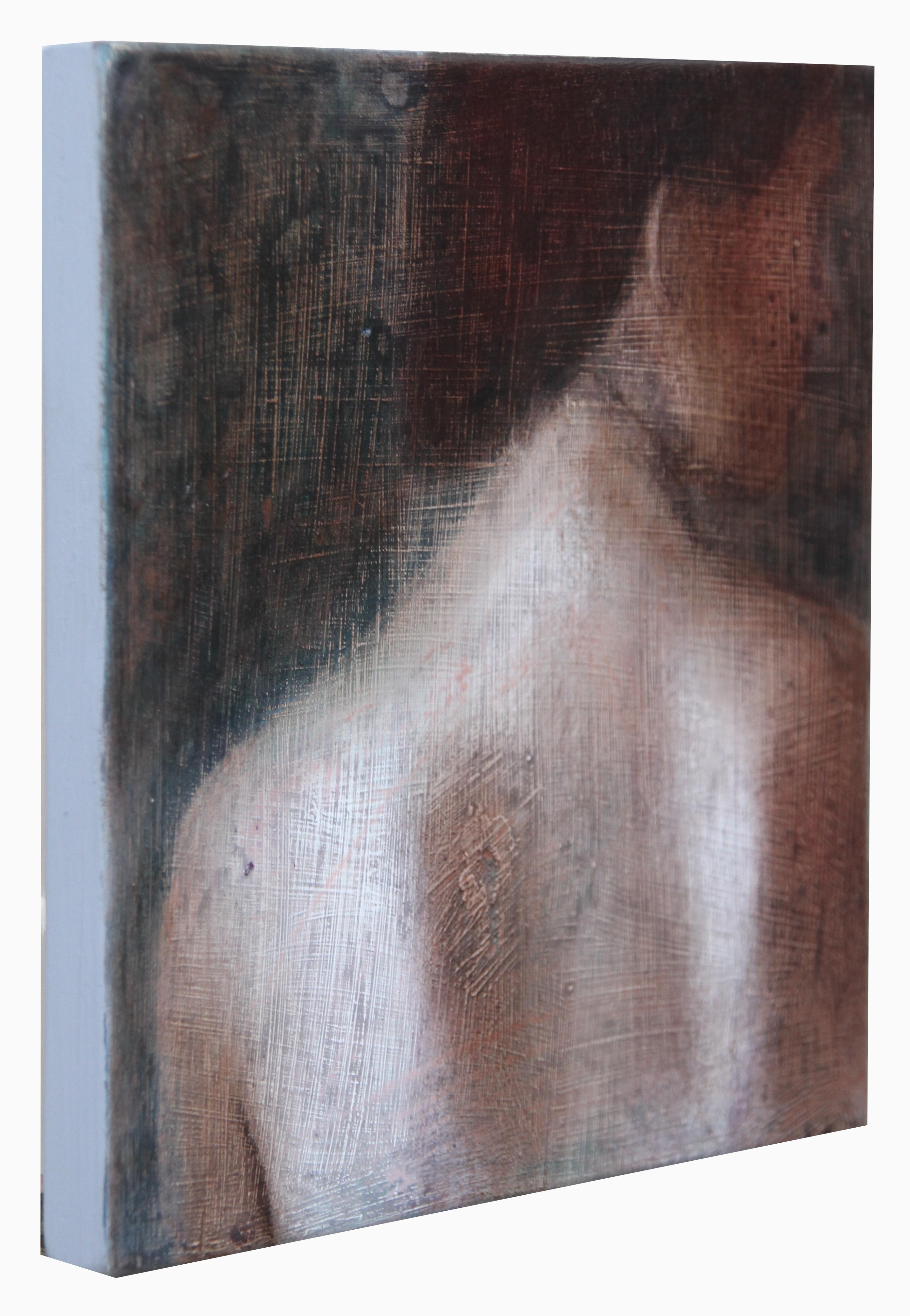 Fragment 10 (dreamy woman back skin female figurative painting soft Earth tones) - Post-Impressionist Painting by Rudolf Kosow