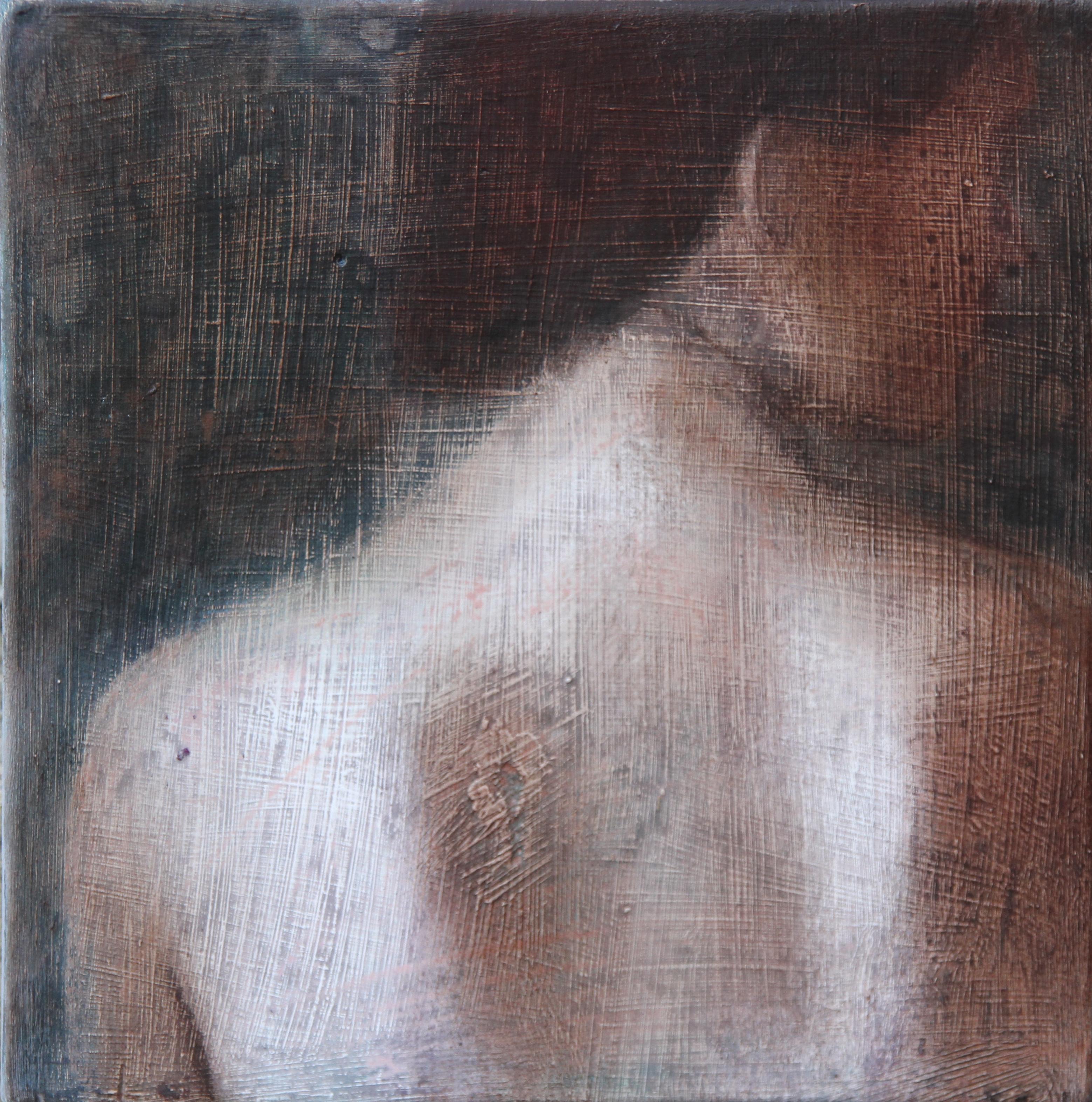 Rudolf Kosow Nude Painting - Fragment 10 (dreamy woman back skin female figurative painting soft Earth tones)