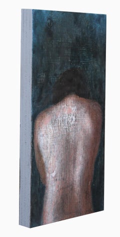 Fragment 13 (dreamy woman back skin female figurative peinture aux tons doux de la terre)