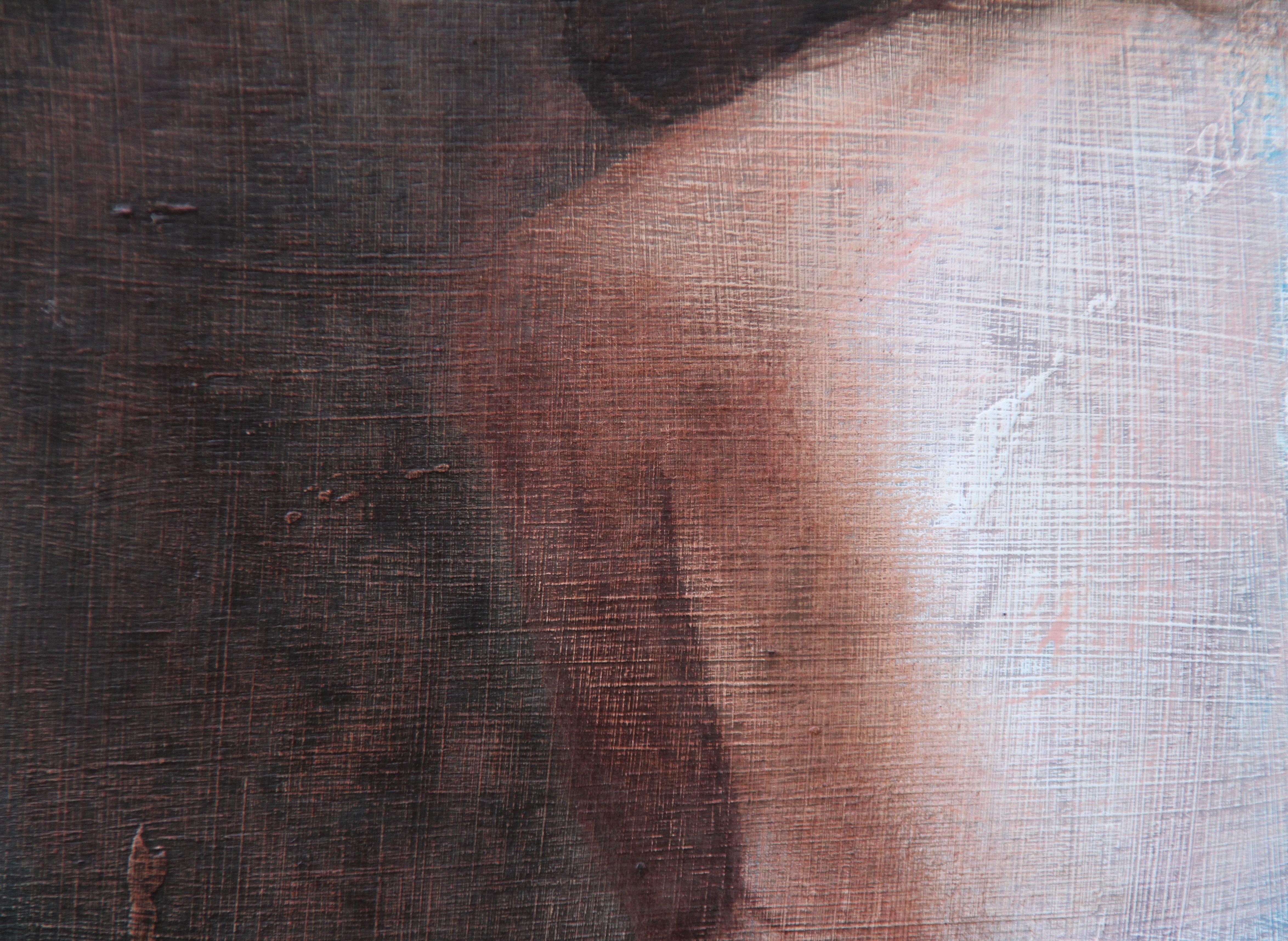 Fragment 14 (verträumte Frau Rückenhaut weiblich figurative Malerei weiche Erdtöne) – Painting von Rudolf Kosow