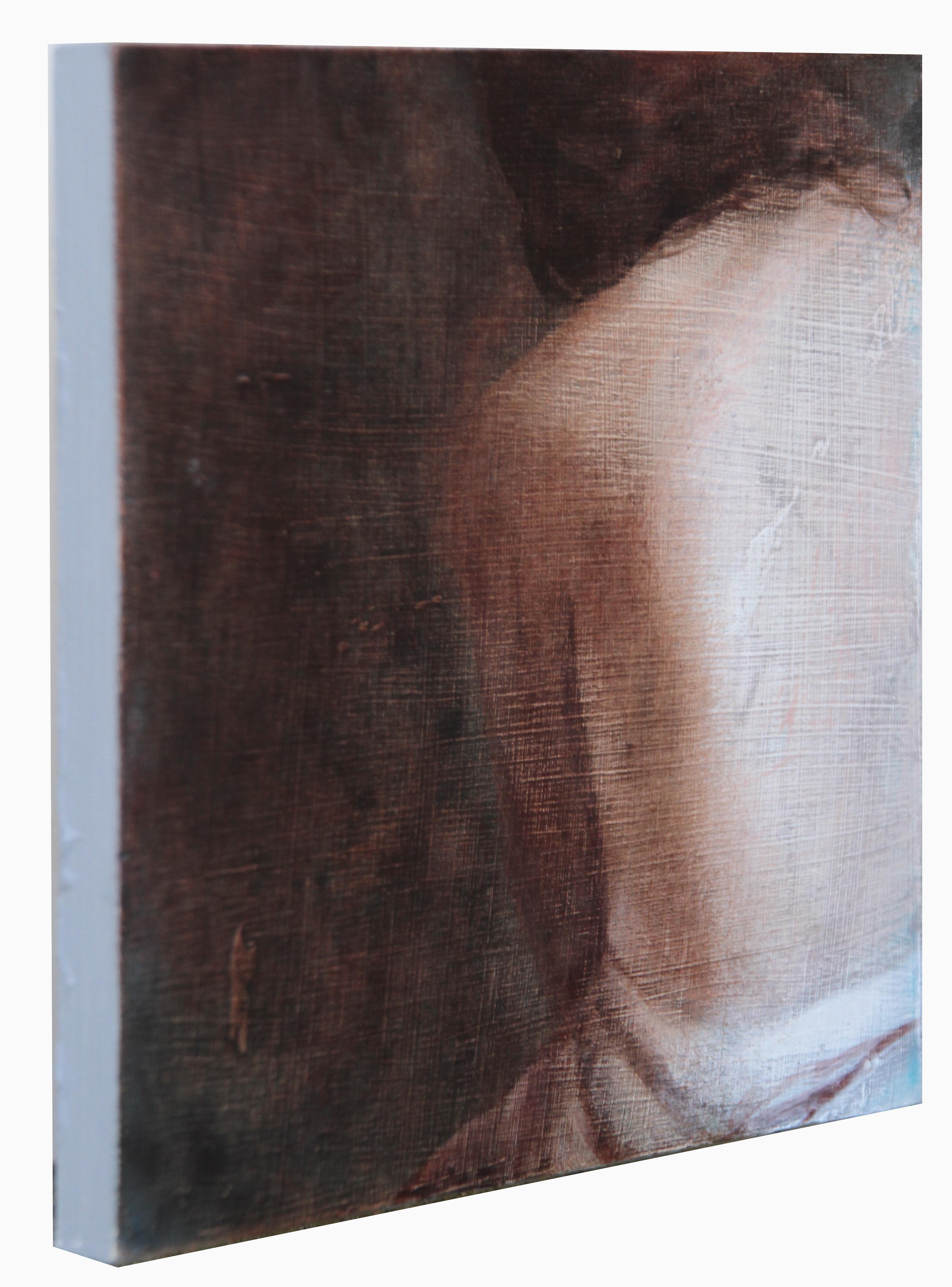 Fragment 14 (verträumte Frau Rückenhaut weiblich figurative Malerei weiche Erdtöne) (Post-Impressionismus), Painting, von Rudolf Kosow