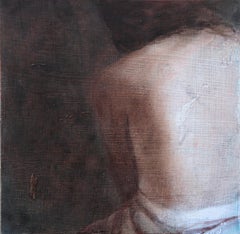 Fragmento 14 (mujer soñadora piel de fondo pintura figurativa femenina suaves tonos tierra)