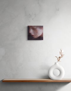 Fragment 2 (peinture de visage de femme rêveuse sur bois, tons terreux doux)