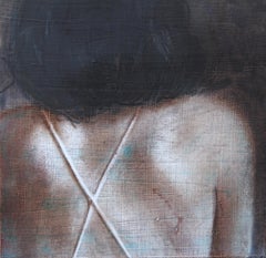 Fragment 6 (dreamy woman back skin female figurative painting soft Earth tones)