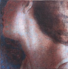 Fragment 7 (dreamy woman neck skin female figurative painting soft Earth tones)