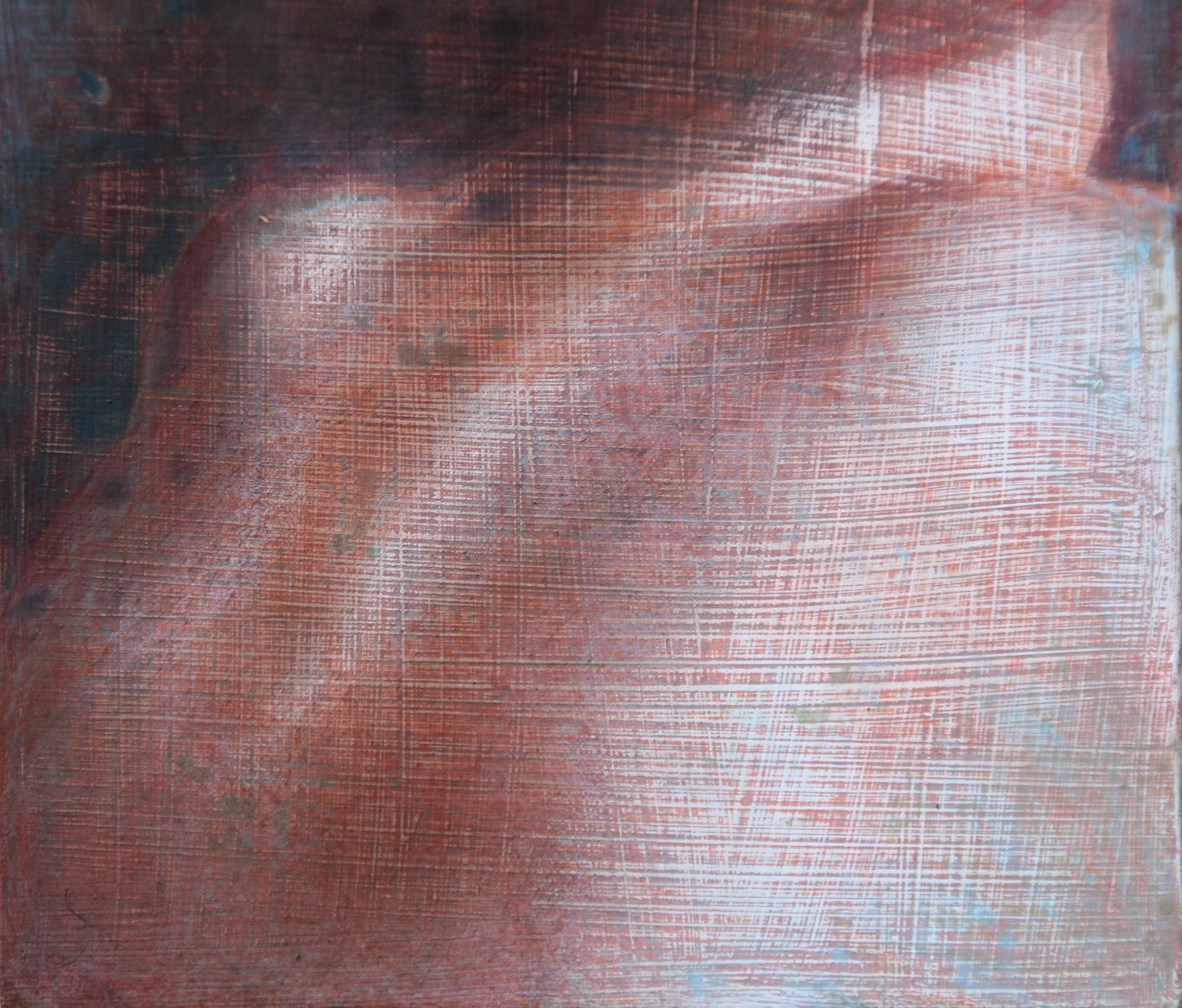 Fragment 8 (dreamy woman back skin female figurative painting soft Earth tones) - Post-Impressionist Painting by Rudolf Kosow