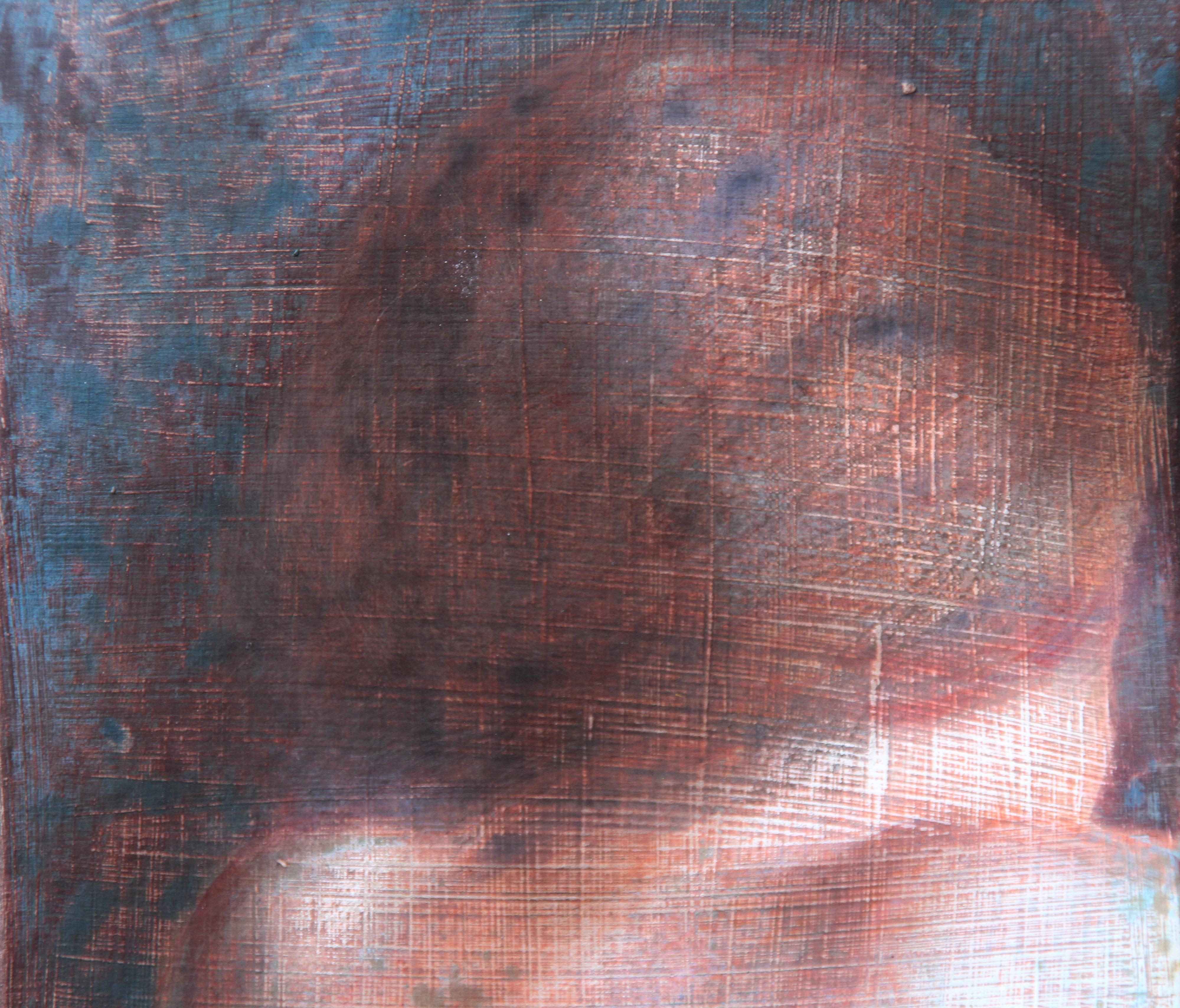 Fragment 8 (dreamy woman back skin female figurative peinture aux tons doux de la terre) - Gris Figurative Painting par Rudolf Kosow