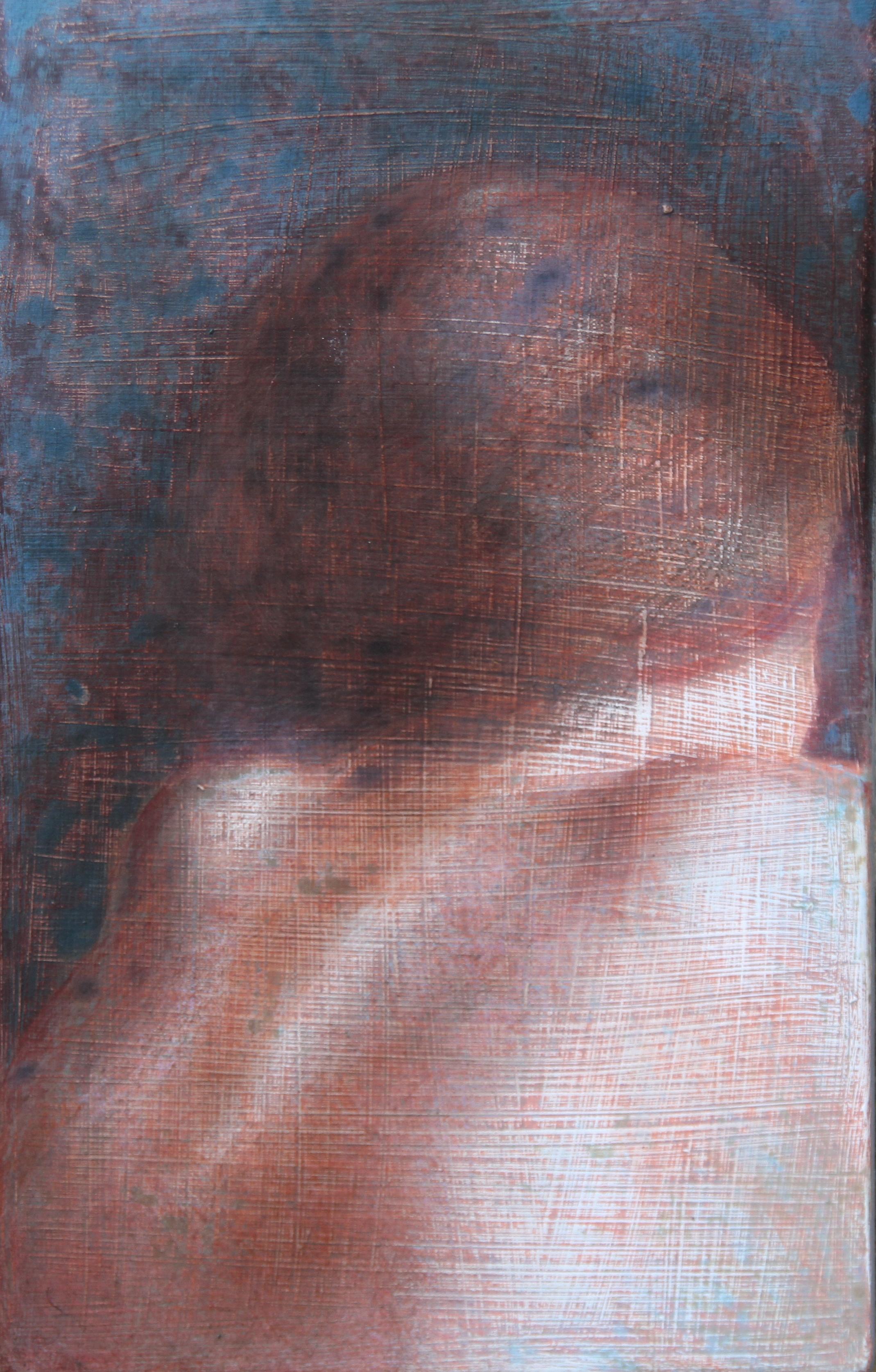 Rudolf Kosow Nude Painting - Fragment 8 (dreamy woman back skin female figurative painting soft Earth tones)