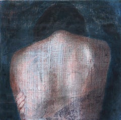 Fragment 9 (dreamy woman back skin female figurative peinture aux tons doux de la terre)