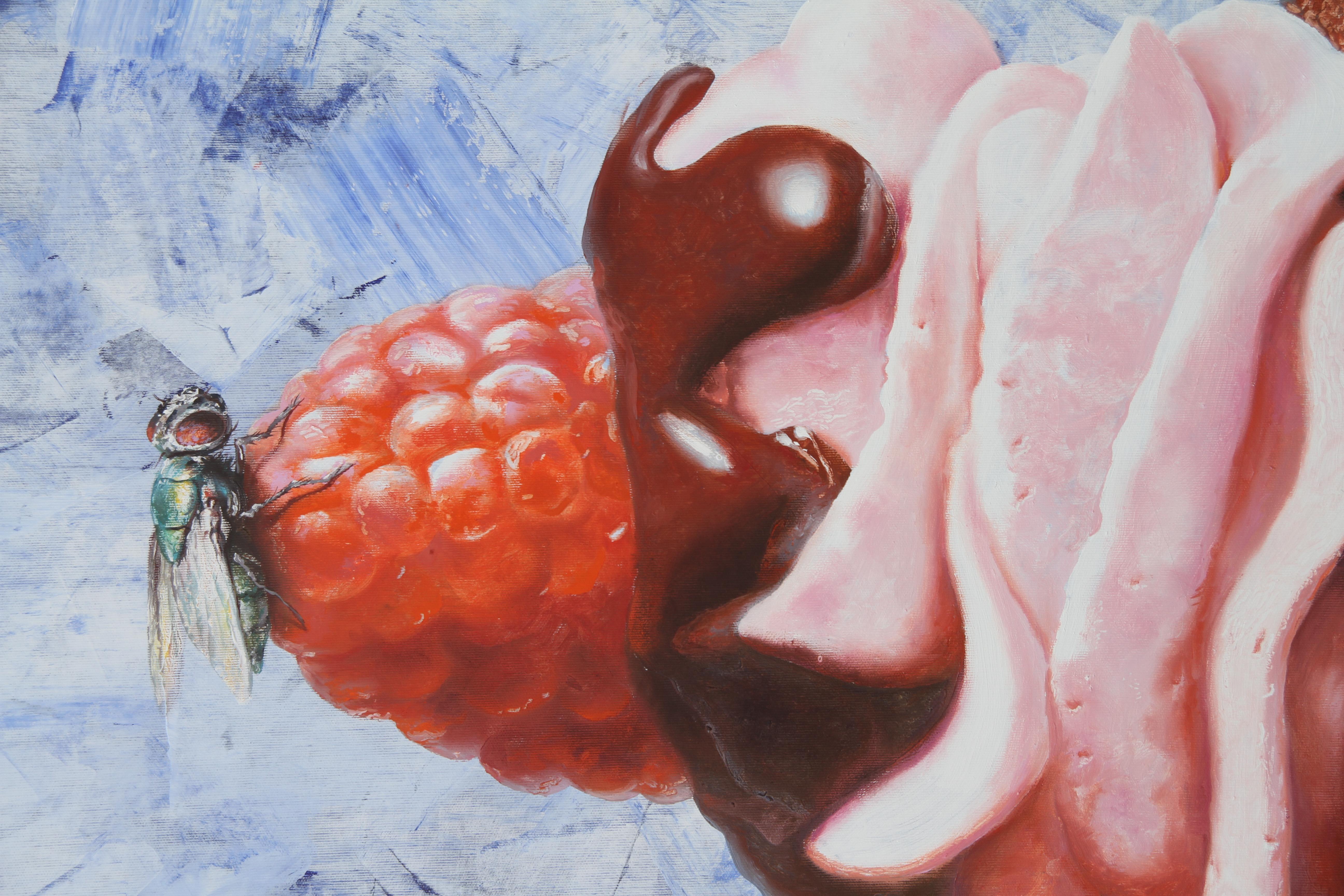 Irrésistible (cupcake rasberry lady dessert americana vintage surreal painting) - Painting di Rudolf Kosow