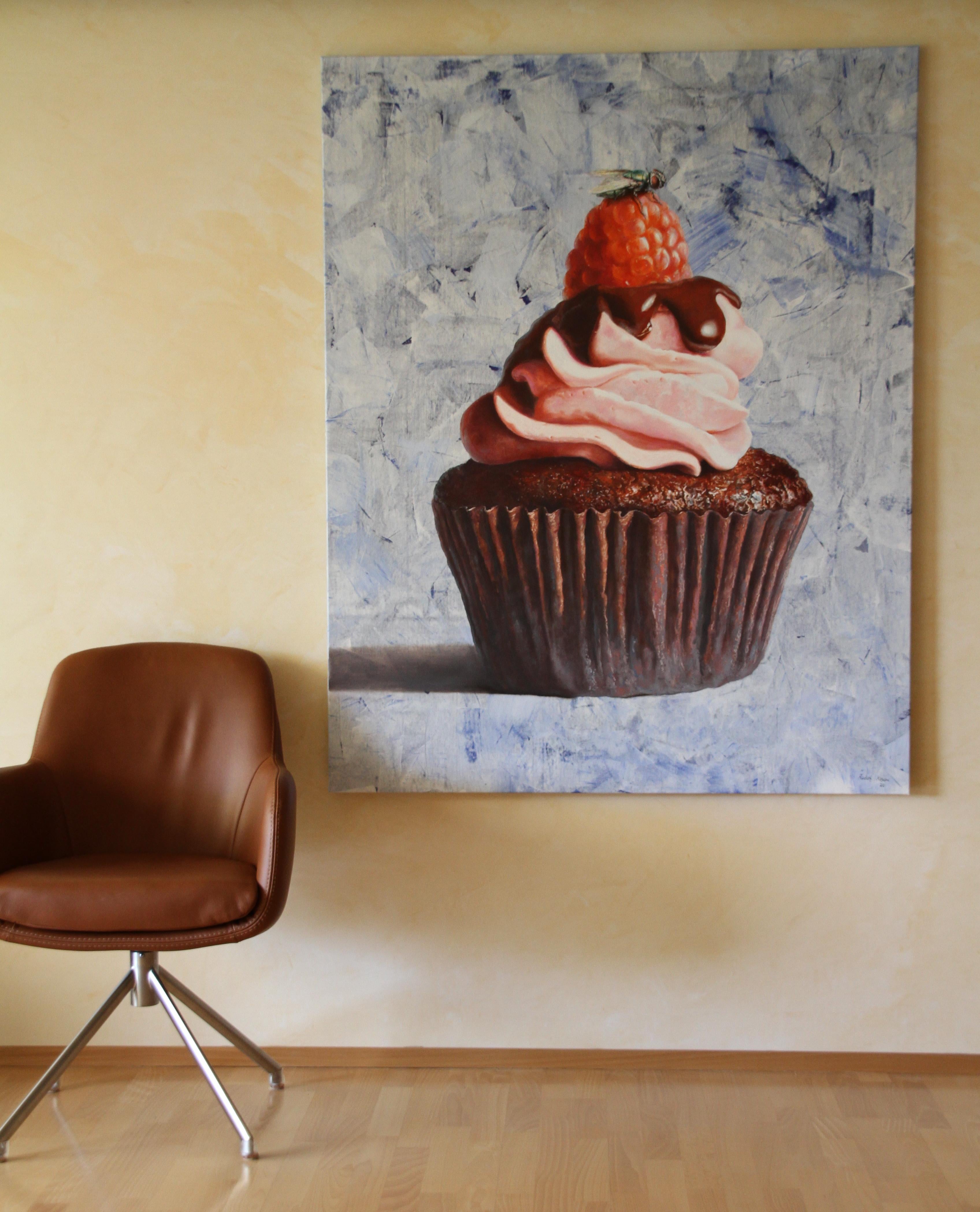 Irrésistible (cupcake rasberry lady dessert americana vintage surreal painting) - Painting Surrealismo di Rudolf Kosow