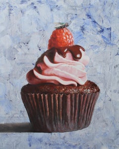 Irrésistible (cupcake rasberry lady dessert americana vintage surreal painting)