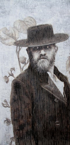 Mr. L (oil painting monochrome vintage old man beard portrait nostalgia, hat)