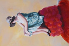 On Top (cupcake rasberry lady dessert americana vintage surreal painting)