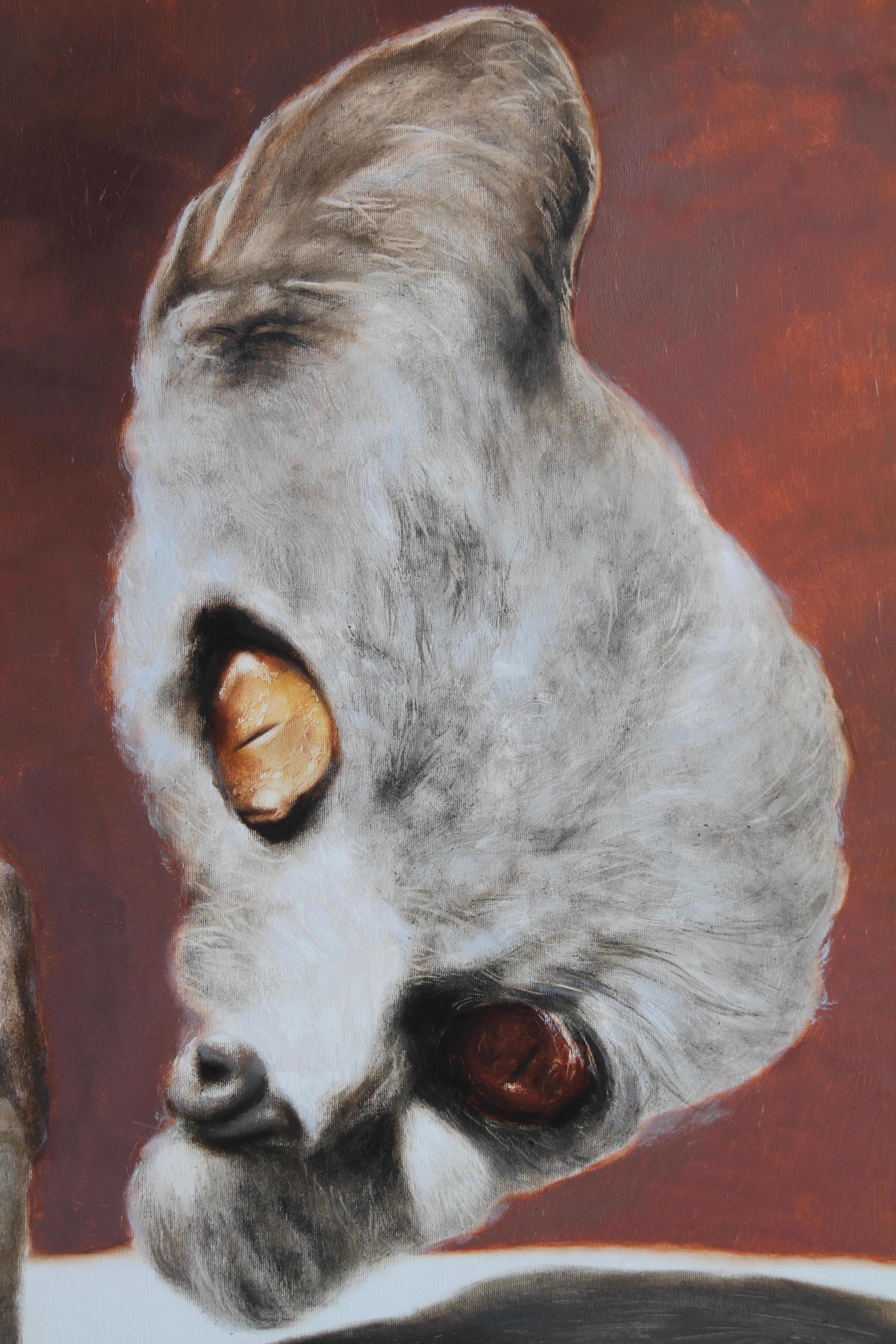 Phenomenon (occhi di gatto testa di uomini misteriosi scena figurativa vintage nostalgia) - Painting Surrealismo di Rudolf Kosow