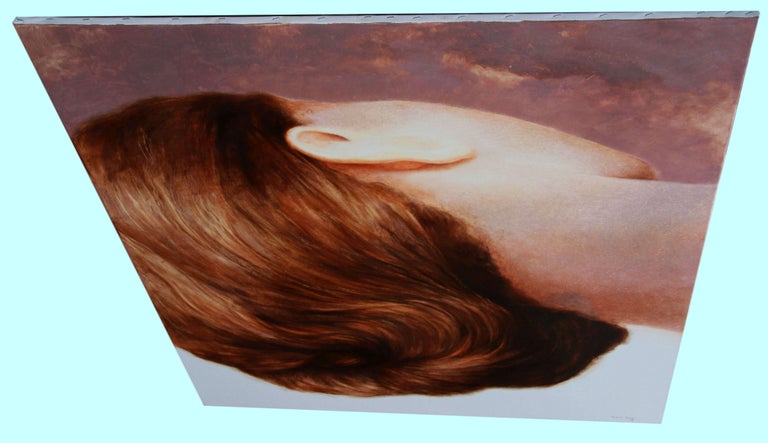 Repose (sleeping beauty woman hair portrait figurative oil painting flesh tones  - Brown Figurative Painting by Rudolf Kosow