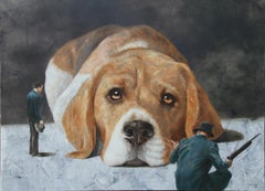 Sly (cane da caccia orecchio surrealismo scala animale uomini migliore amico nostalgia vintage art)