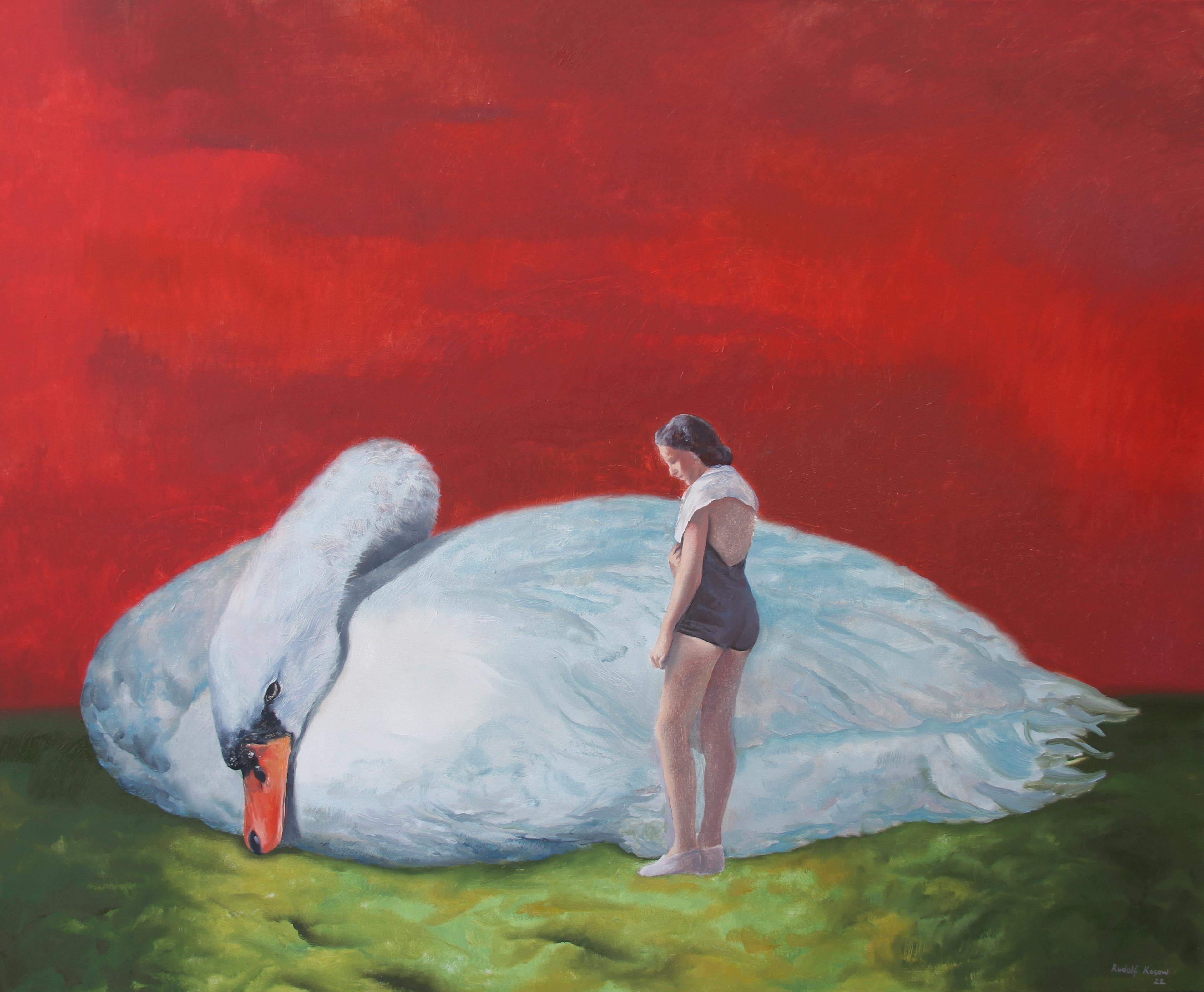 swan woman painting