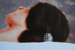 The brooch (oil painting sleeping beauty surrealism man tennis figurative hair)