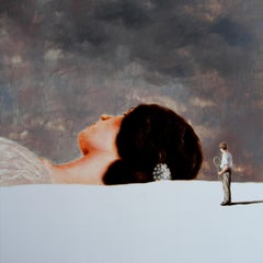 The brooch (oil painting sleeping beauty surrealism man tennis figurative hair)