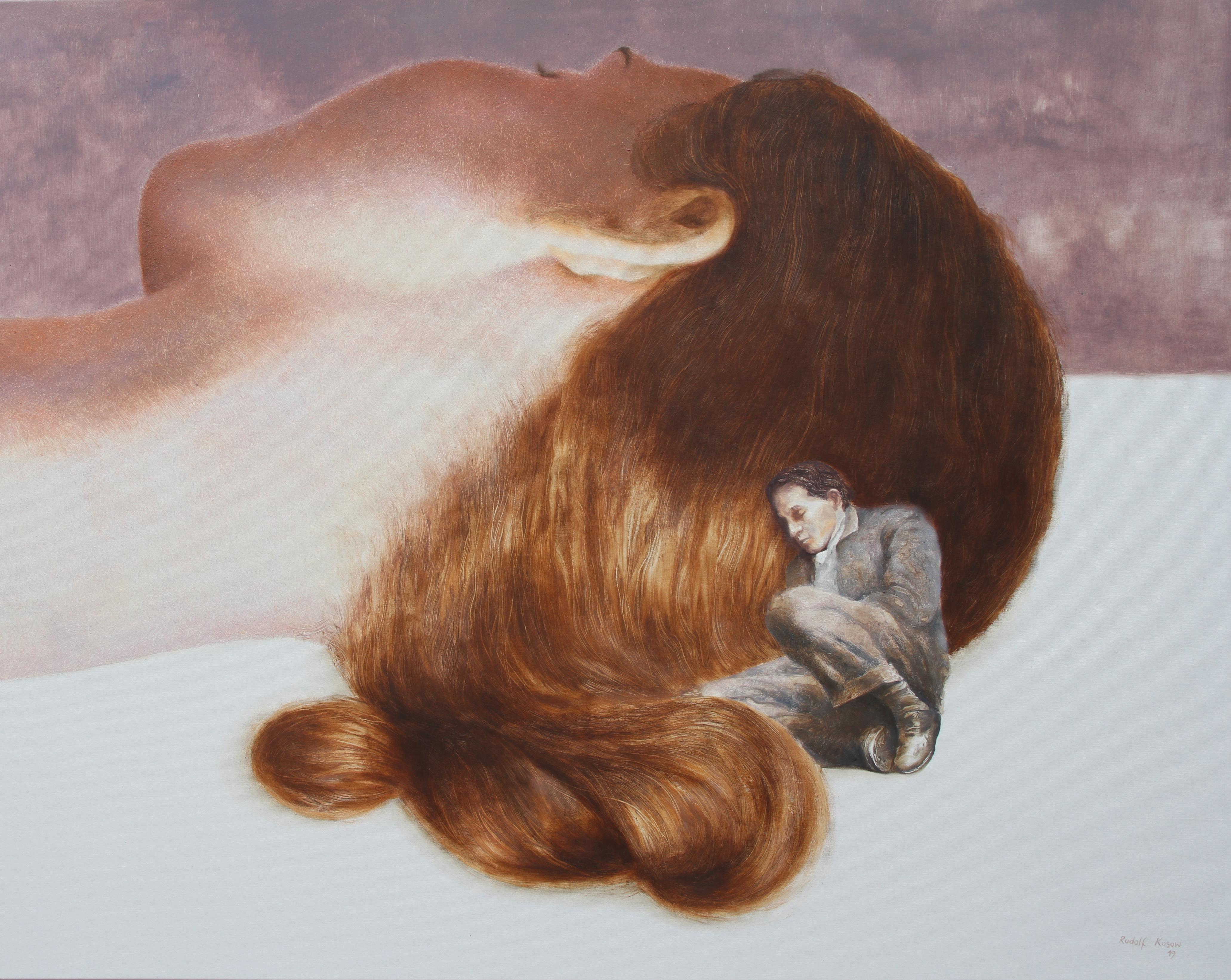 Together (oil painting vintage couple figurative nostalgia sleeping beauty flesh