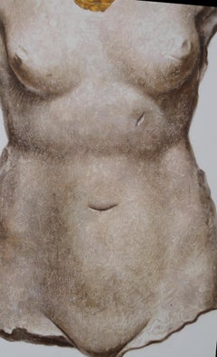 TORSO (surrealistisches Ölgemälde Skulptur Frau Figur Stein Marmor beige)