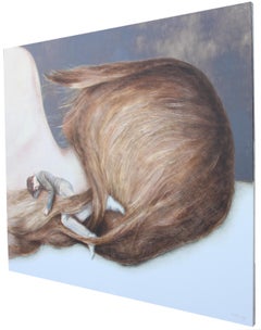 United (figurative oil painting couple romantic surrealism hair sleeping love)