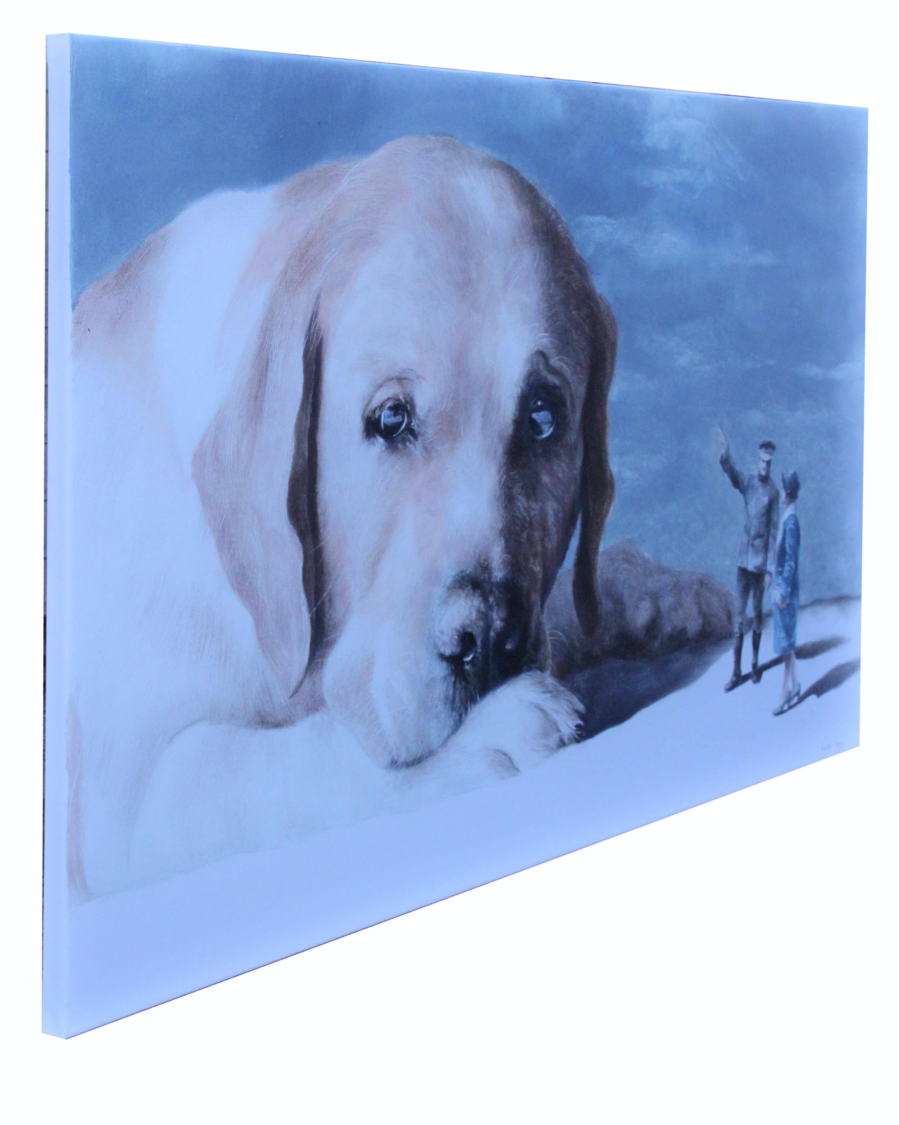 Vagabond (labrador retriever pet dog surrealism animal neutral tones) - Surrealist Painting by Rudolf Kosow
