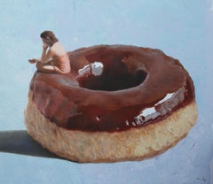 Círculo vicioso (pastel de donuts dama postre americana vintage pintura surrealista)