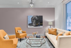 Vincent's Nightmare (black Lab dog face cop police crime surreal oil painting)