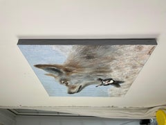 Wonderers (coyote, ukulele, man, nature, animal portrait, surrealist painting)