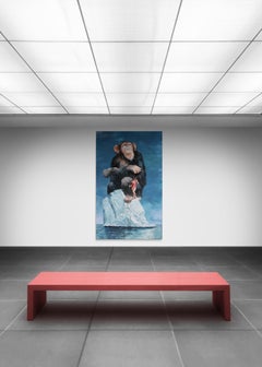 Wrong Place Wrong Time  (surreal painting monkey iceberg scale animal chimpanzee